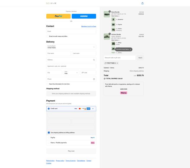 Ivím Health checkout page showing Ivím Health promo code box | Screenshot taken by SimplyCodes community member on Sep 7, 2025