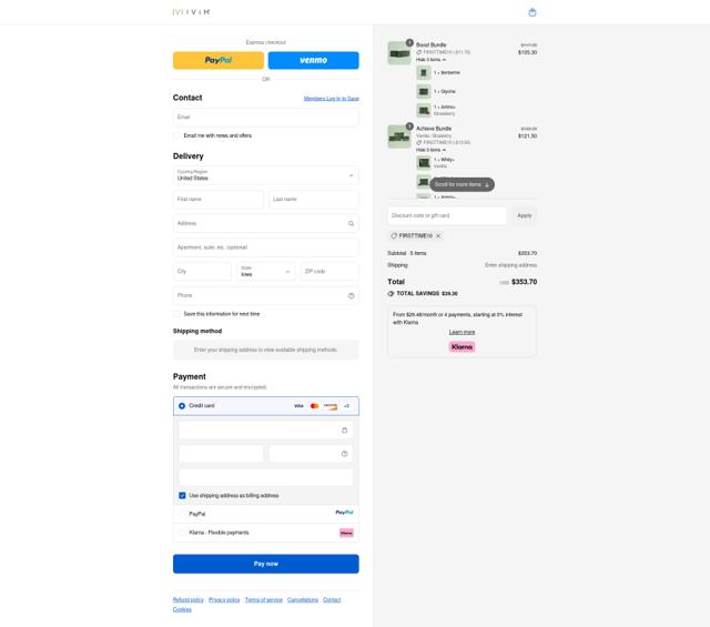 Ivím Health checkout page showing Ivím Health promo code box | Screenshot taken by SimplyCodes community member on Sep 11, 2025