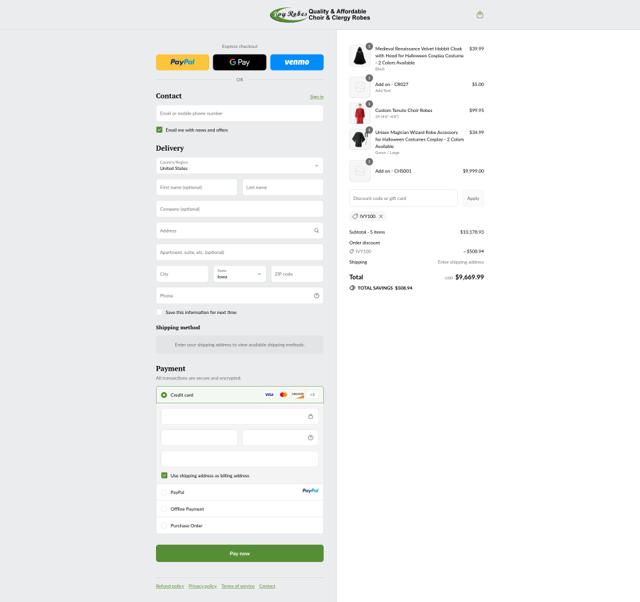 IvyRobes checkout page showing IvyRobes discount code box | Screenshot taken by SimplyCodes community member on Sep 15, 2025