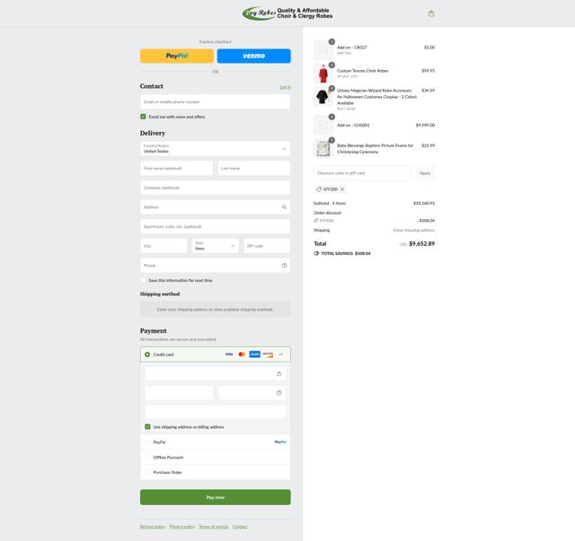 IvyRobes checkout page showing IvyRobes discount code box | Screenshot taken by SimplyCodes community member on Aug 15, 2025