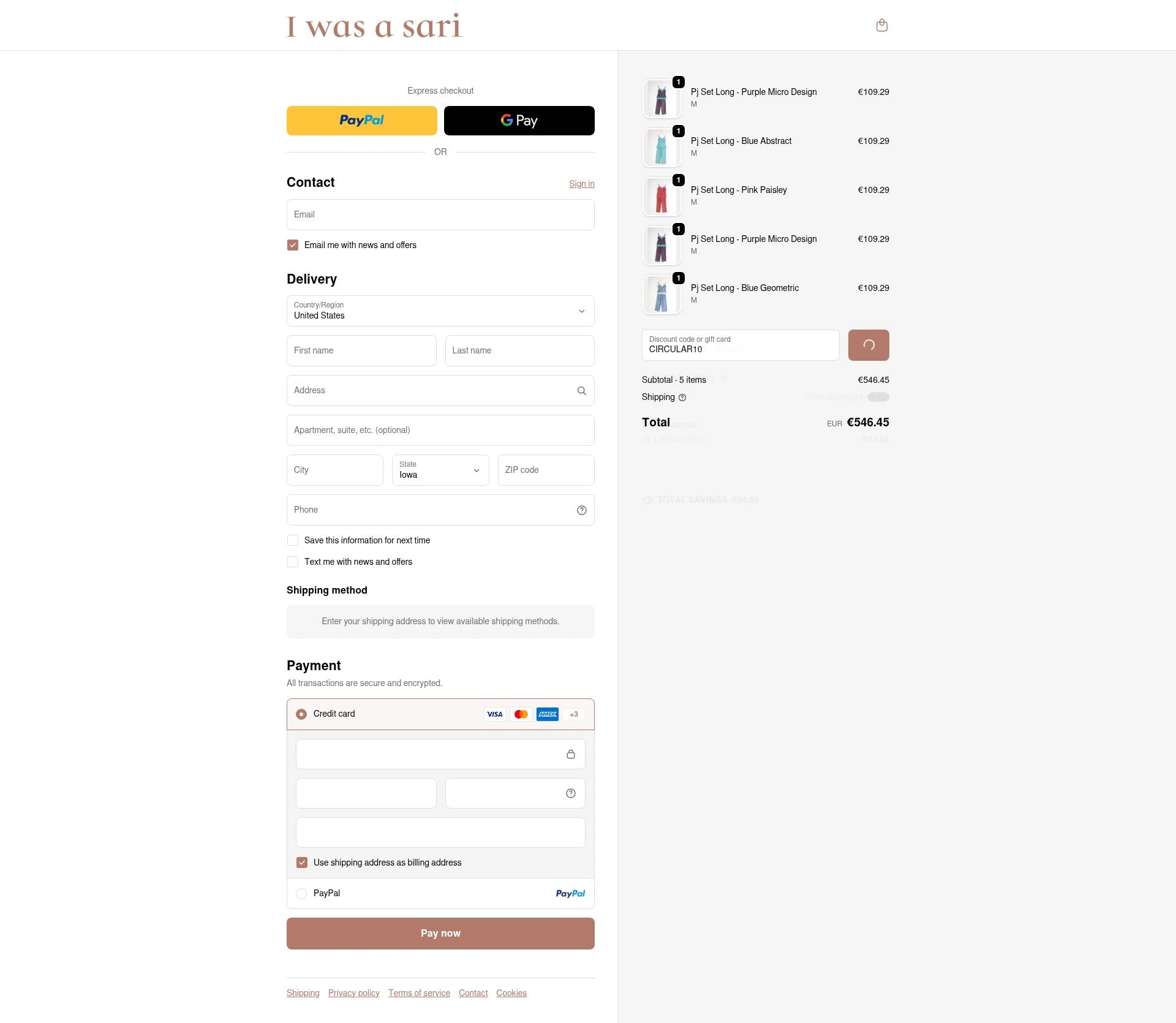 I was a Sari checkout page showing I was a Sari discount code box | Screenshot taken by SimplyCodes community member on Jan 2, 2026
