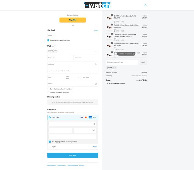i-Watch checkout page showing i-Watch promo code box | Screenshot taken by SimplyCodes community member on Aug 26, 2025