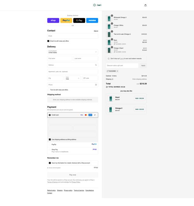 iwi Life checkout page showing iwi Life discount code box | Screenshot taken by SimplyCodes community member on Sep 11, 2025