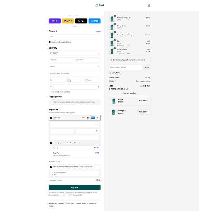 iwi Life checkout page showing iwi Life discount code box | Screenshot taken by SimplyCodes community member on Sep 11, 2025