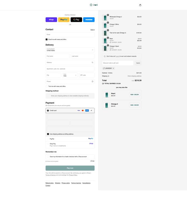 iwi Life checkout page showing iwi Life discount code box | Screenshot taken by SimplyCodes community member on Sep 11, 2025