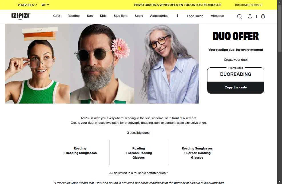 Izipizi checkout page showing Izipizi promo code box | Screenshot taken by SimplyCodes community member on May 11, 2025