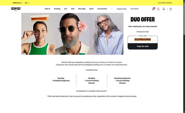 Izipizi checkout page showing Izipizi promo code box | Screenshot taken by SimplyCodes community member on Sep 22, 2025