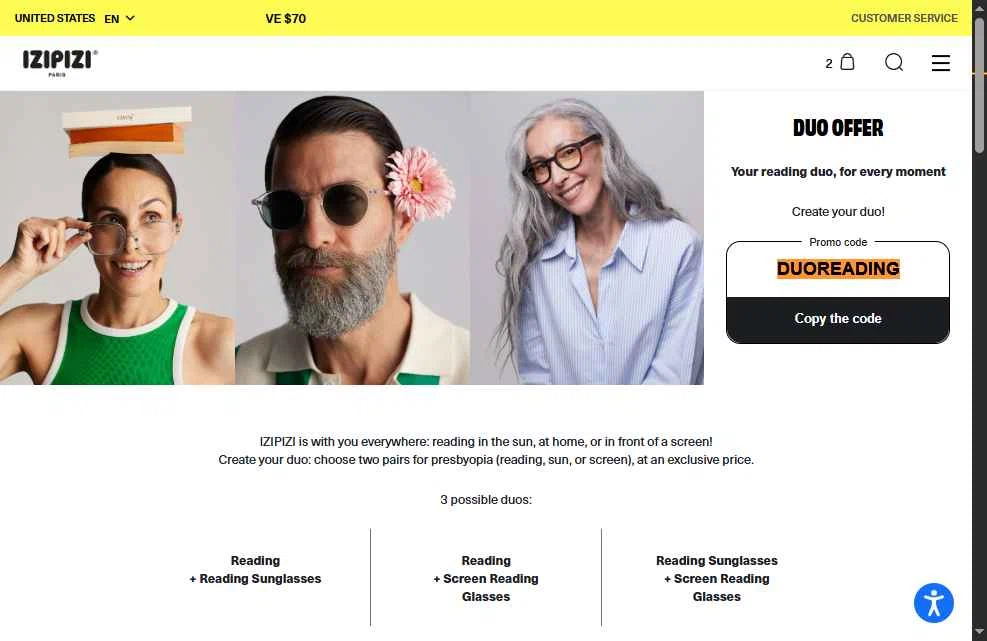 Izipizi checkout page showing Izipizi promo code box | Screenshot taken by SimplyCodes community member on Jun 12, 2025