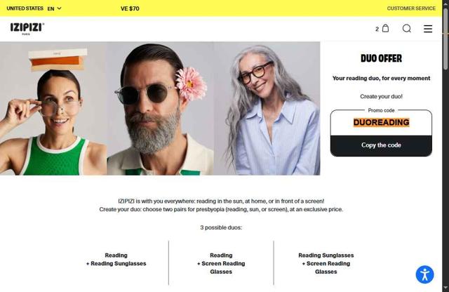 Izipizi checkout page showing Izipizi promo code box | Screenshot taken by SimplyCodes community member on Jun 12, 2025