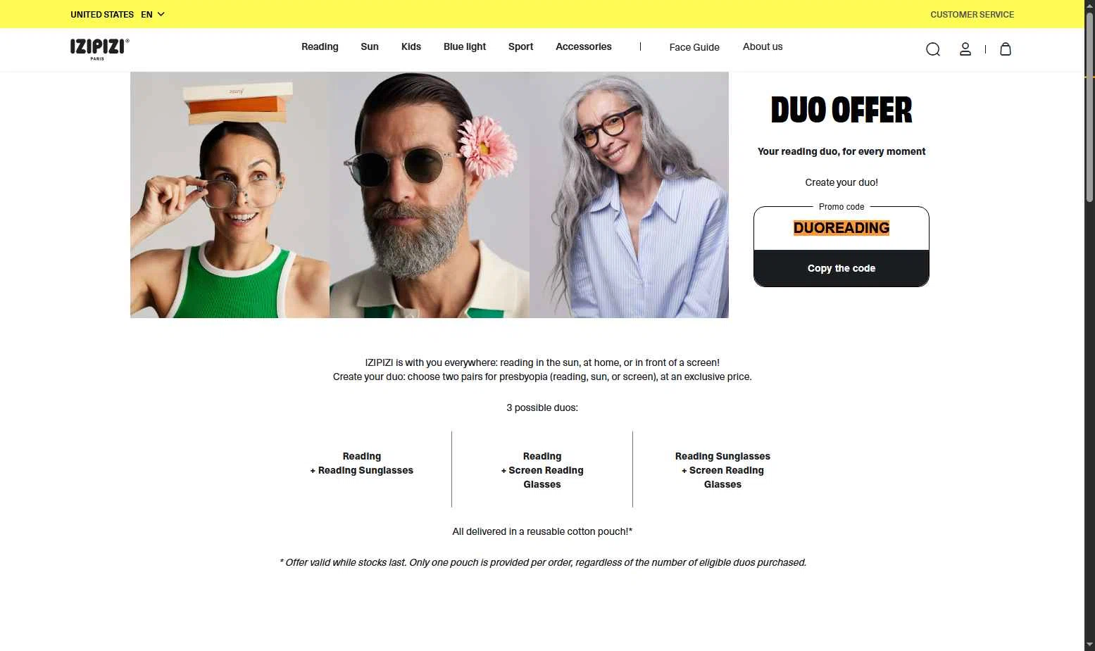 Izipizi checkout page showing Izipizi promo code box | Screenshot taken by SimplyCodes community member on May 17, 2025