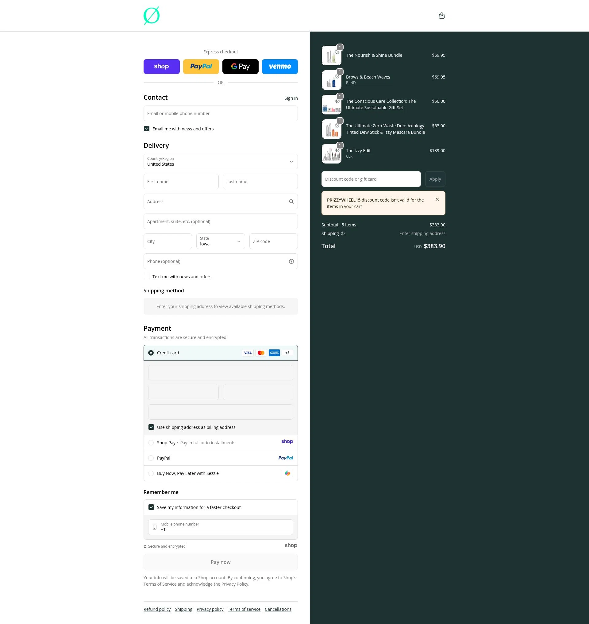 Izzy checkout page showing Izzy promo code box | Screenshot taken by SimplyCodes community member on Jan 5, 2026