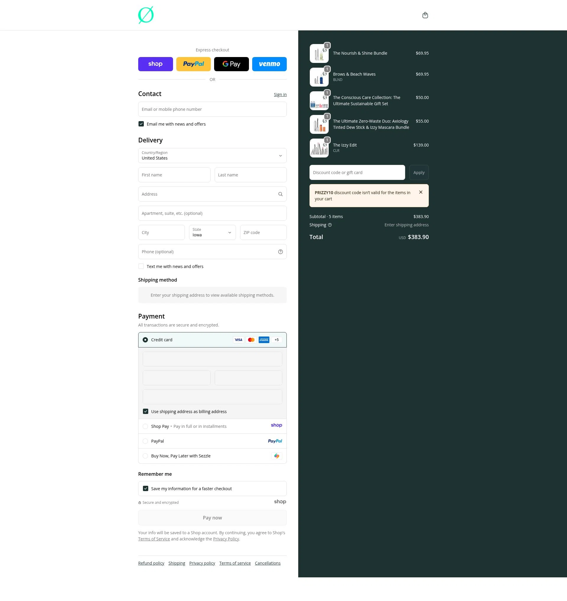 Izzy checkout page showing Izzy promo code box | Screenshot taken by SimplyCodes community member on Jan 5, 2026