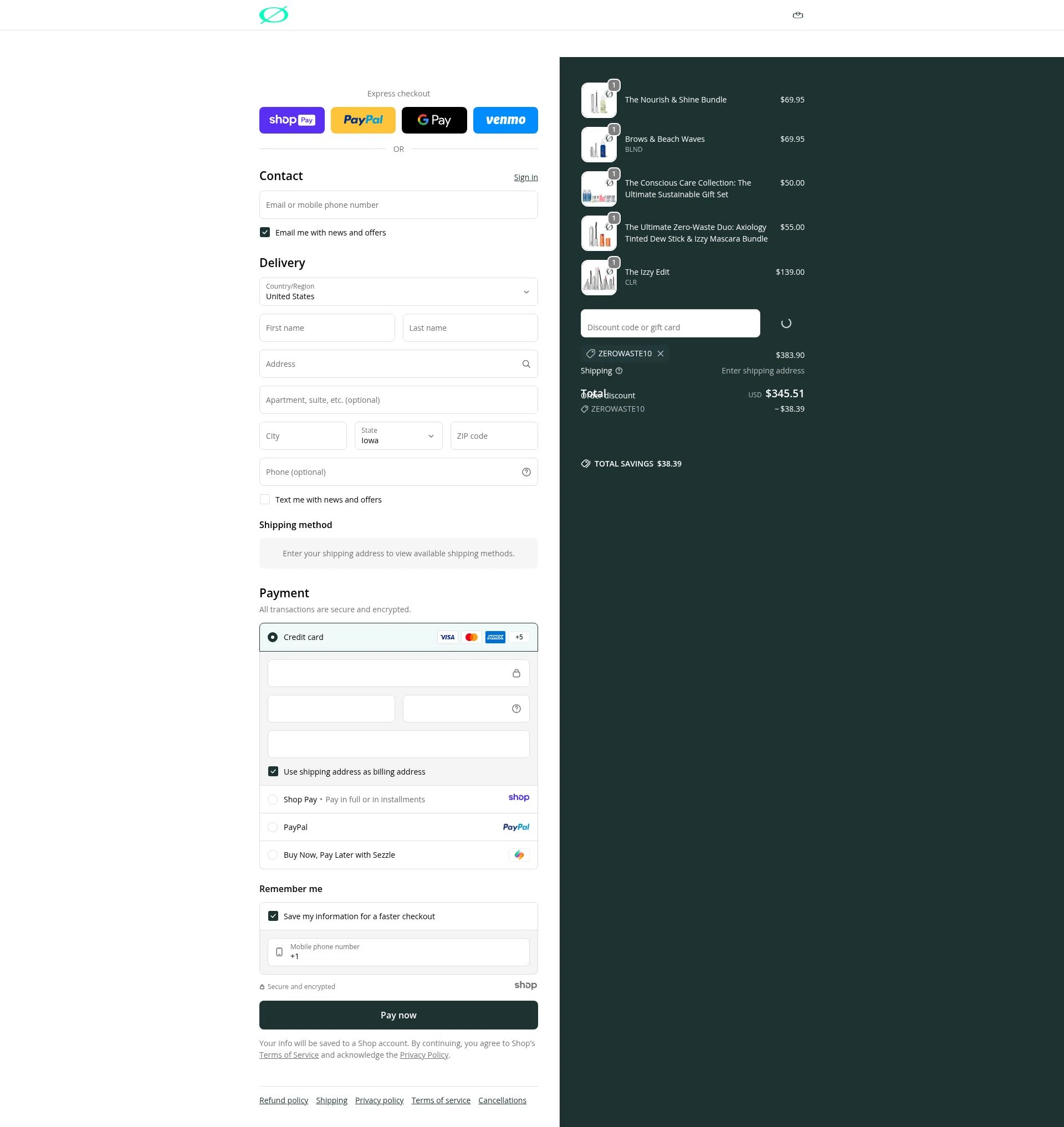 Izzy checkout page showing Izzy promo code box | Screenshot taken by SimplyCodes community member on Jan 10, 2026