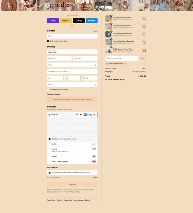 Jabaloo checkout page showing Jabaloo discount code box | Screenshot taken by SimplyCodes community member on Sep 3, 2025