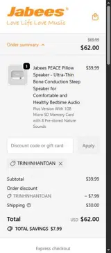 TRINHNHANTOAN coupon verification screenshot
