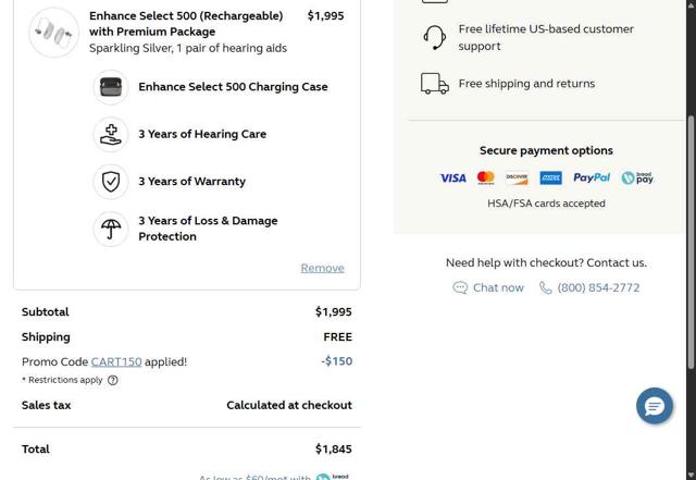 Jabra Enhance checkout page showing Jabra Enhance promo code box | Screenshot taken by SimplyCodes community member on Jul 19, 2025
