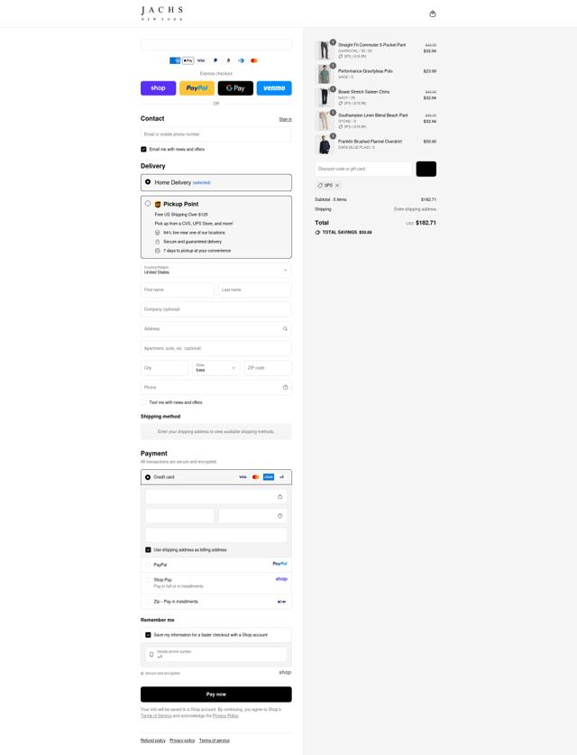 JACHS NY checkout page showing JACHS NY discount code box | Screenshot taken by SimplyCodes community member on Sep 12, 2025