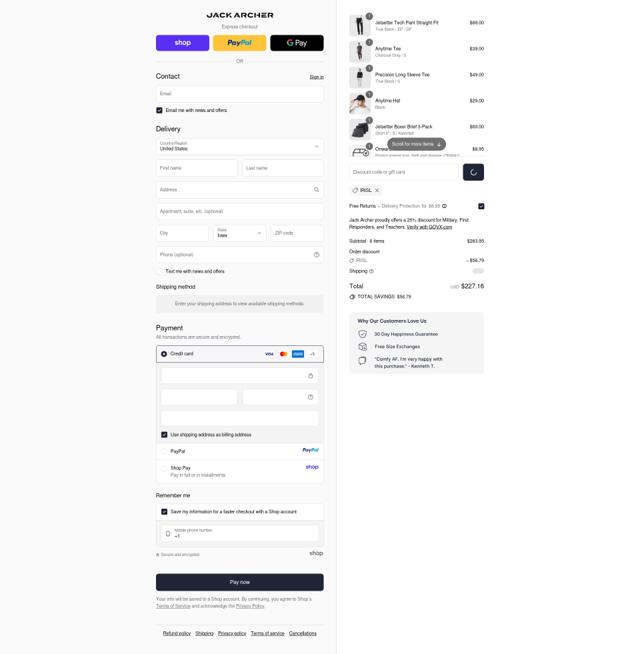Jack Archer checkout page showing Jack Archer discount code box | Screenshot taken by SimplyCodes community member on Sep 11, 2025