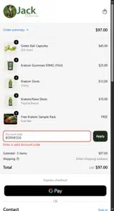 Jack Botanicals coupon verification screenshot