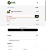 Jack Botanicals coupon verification screenshot