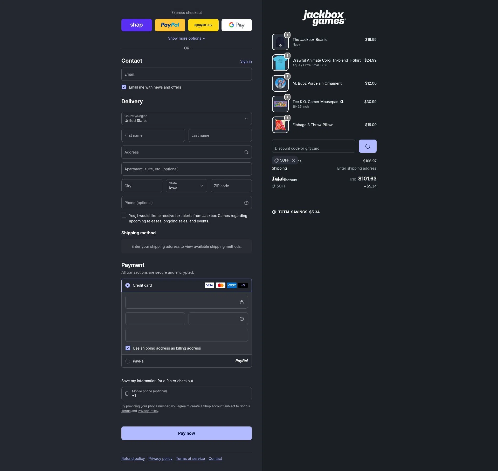 Jackbox Games checkout page showing Jackbox Games discount code box | Screenshot taken by SimplyCodes community member on Feb 9, 2026
