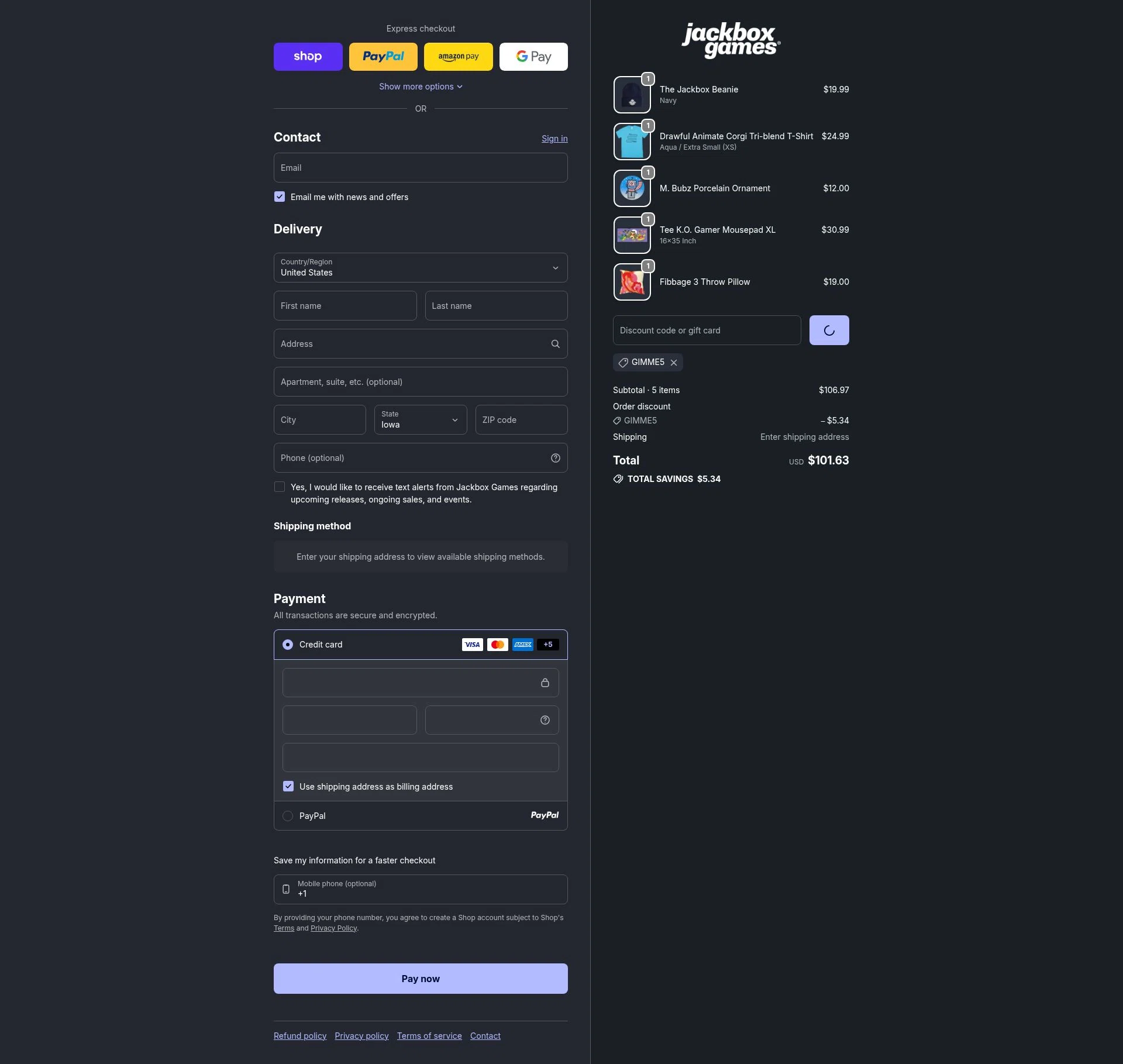 Jackbox Games checkout page showing Jackbox Games discount code box | Screenshot taken by SimplyCodes community member on Feb 9, 2026
