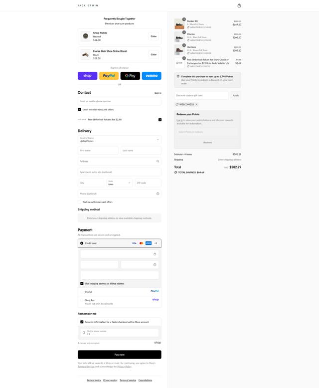 Jack Erwin checkout page showing Jack Erwin discount code box | Screenshot taken by SimplyCodes community member on Sep 12, 2025