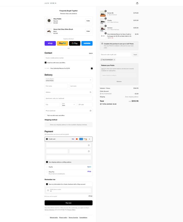 Jack Erwin checkout page showing Jack Erwin discount code box | Screenshot taken by SimplyCodes community member on Sep 4, 2025