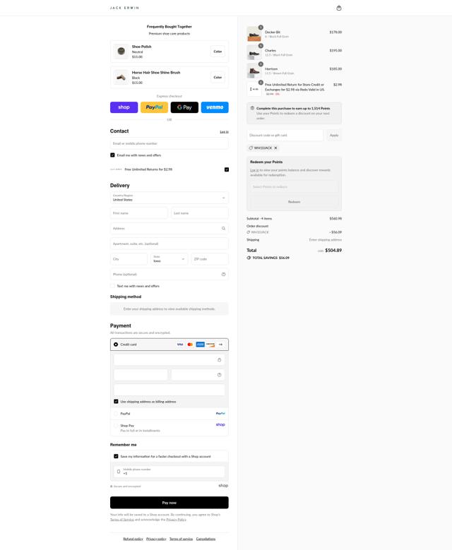 Jack Erwin checkout page showing Jack Erwin discount code box | Screenshot taken by SimplyCodes community member on Sep 4, 2025