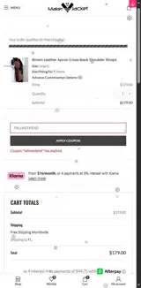 FALLWEEKEND coupon verification screenshot