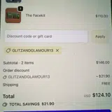 GLITZANDGLAMOUR13 coupon verification screenshot