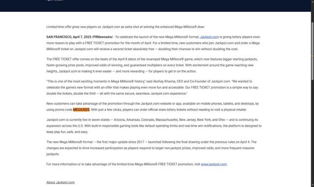 Jackpot.com checkout page showing Jackpot.com promo code box | Screenshot taken by SimplyCodes community member on Aug 22, 2025