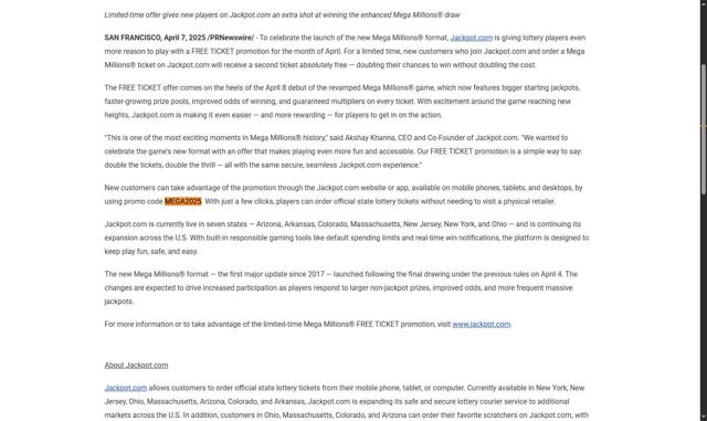 Jackpot.com checkout page showing Jackpot.com promo code box | Screenshot taken by SimplyCodes community member on Sep 5, 2025