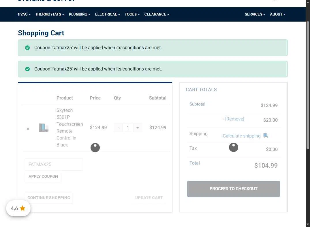 Jackson Systems checkout page showing Jackson Systems coupon code box | Screenshot taken by SimplyCodes community member on Dec 2, 2025