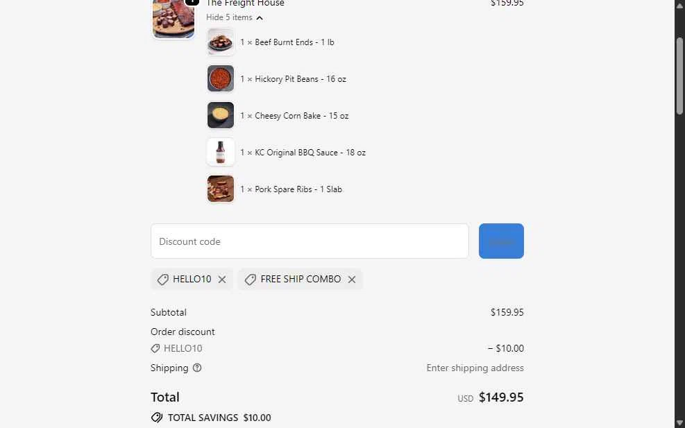 Jack Stack BBQ checkout page showing Jack Stack BBQ promo code box | Screenshot taken by SimplyCodes community member on Feb 20, 2026