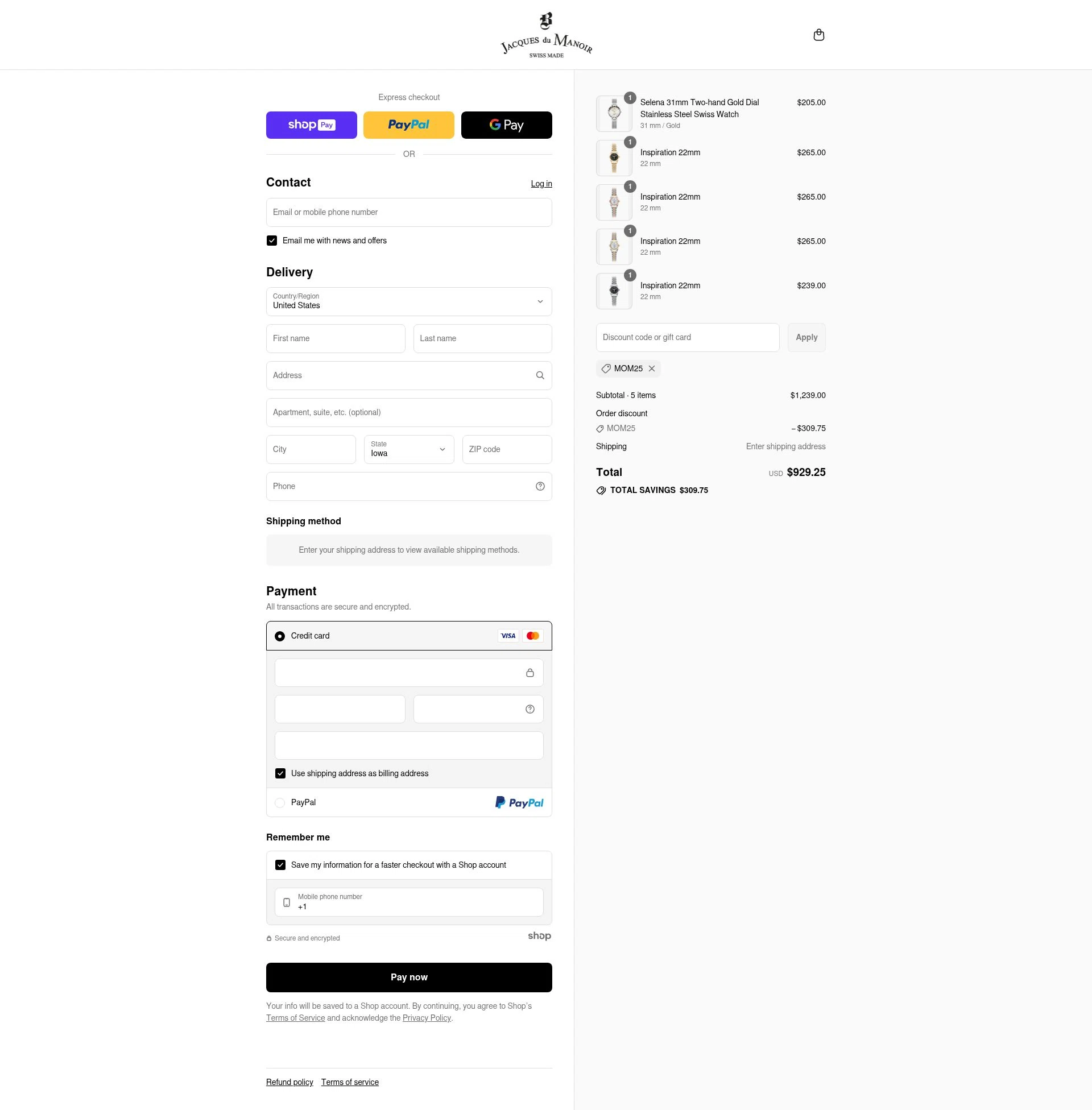 Jacques Du Manoir checkout page showing Jacques Du Manoir discount code box | Screenshot taken by SimplyCodes community member on Jul 4, 2025