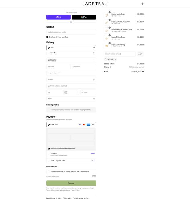 Jade Trau checkout page showing Jade Trau promo code box | Screenshot taken by SimplyCodes community member on Sep 11, 2025