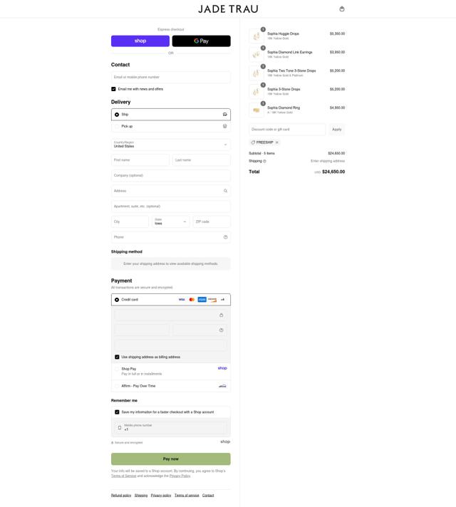 Jade Trau checkout page showing Jade Trau promo code box | Screenshot taken by SimplyCodes community member on Sep 7, 2025