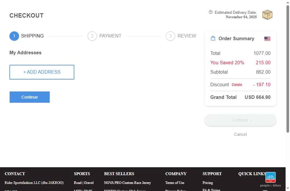Jakroo checkout page showing Jakroo promo code box | Screenshot taken by SimplyCodes community member on Oct 14, 2025