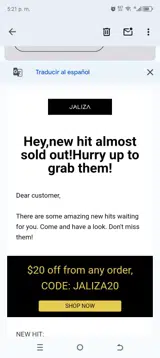 JALIZA20 coupon verification screenshot