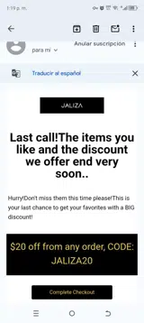 JALIZA20 coupon verification screenshot