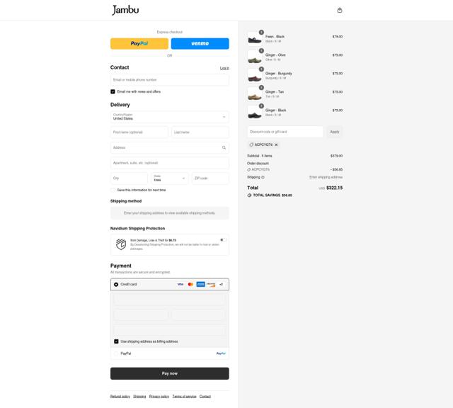 Jambu & Co. checkout page showing Jambu & Co. promo code box | Screenshot taken by SimplyCodes community member on Sep 7, 2025