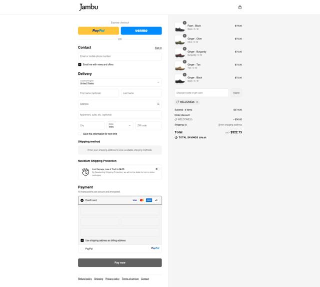 Jambu & Co. checkout page showing Jambu & Co. promo code box | Screenshot taken by SimplyCodes community member on Sep 15, 2025