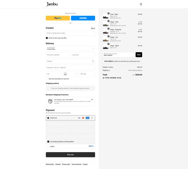Jambu & Co. checkout page showing Jambu & Co. promo code box | Screenshot taken by SimplyCodes community member on Sep 11, 2025