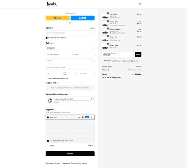 Jambu & Co. checkout page showing Jambu & Co. promo code box | Screenshot taken by SimplyCodes community member on Sep 11, 2025