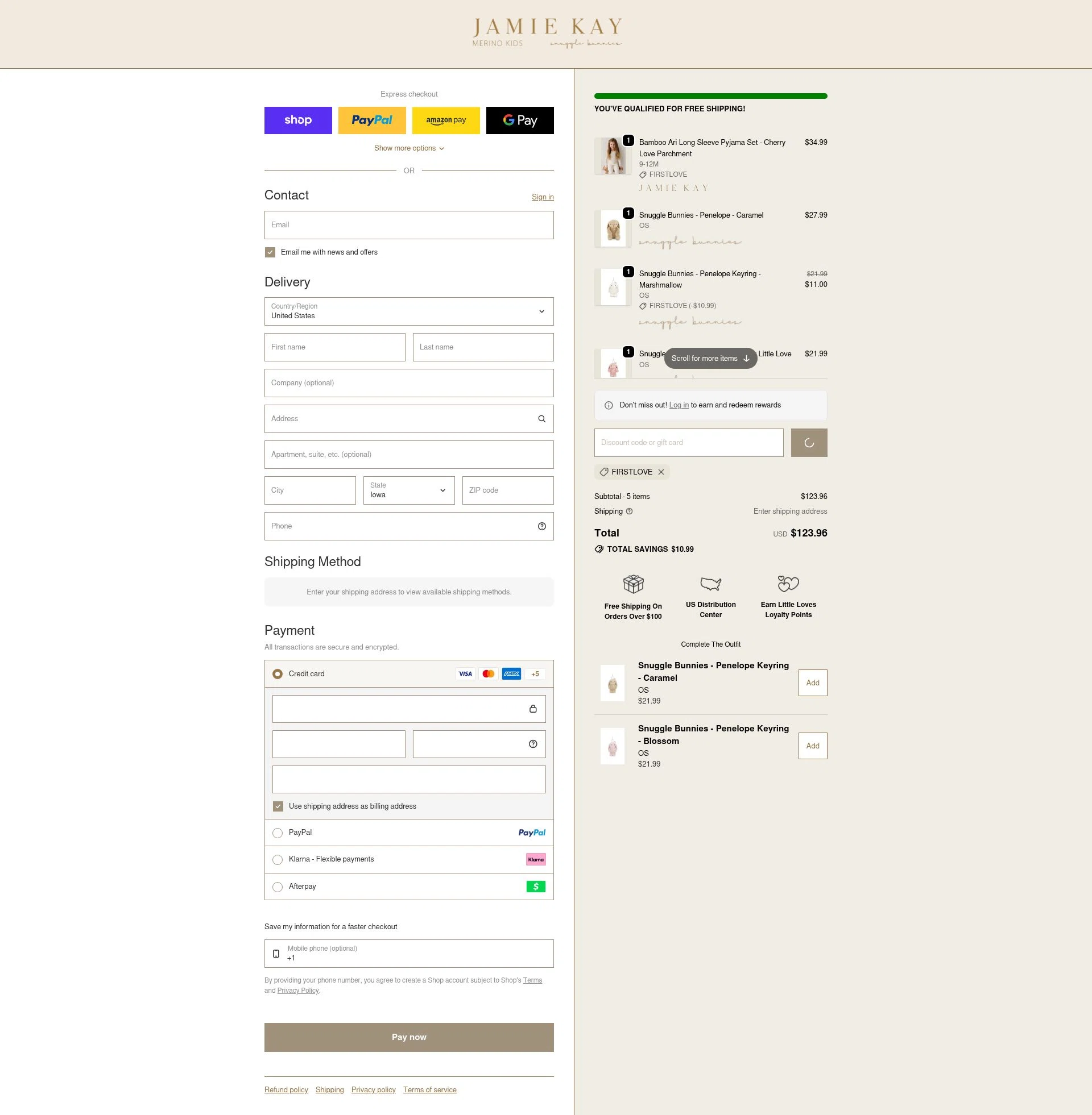 Jamie Kay USA checkout page showing Jamie Kay USA promo code box | Screenshot taken by SimplyCodes community member on Jan 30, 2026