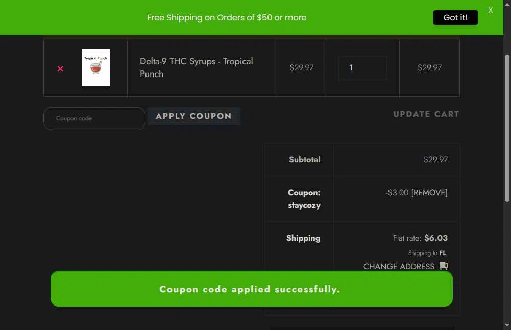 Jam'n Hemp Co. checkout page showing Jam'n Hemp Co. promo code box | Screenshot taken by SimplyCodes community member on Jan 2, 2026