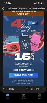 FIREWORK15 coupon verification screenshot