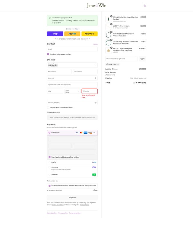 Jane Win checkout page showing Jane Win discount code box | Screenshot taken by SimplyCodes community member on Sep 3, 2025