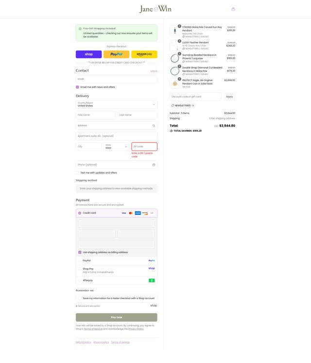 Jane Win checkout page showing Jane Win discount code box | Screenshot taken by SimplyCodes community member on Sep 3, 2025